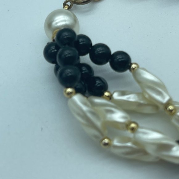 Beaded Bracelet Black Pearl White Gold Costume Jewelry - Picture 6 of 7